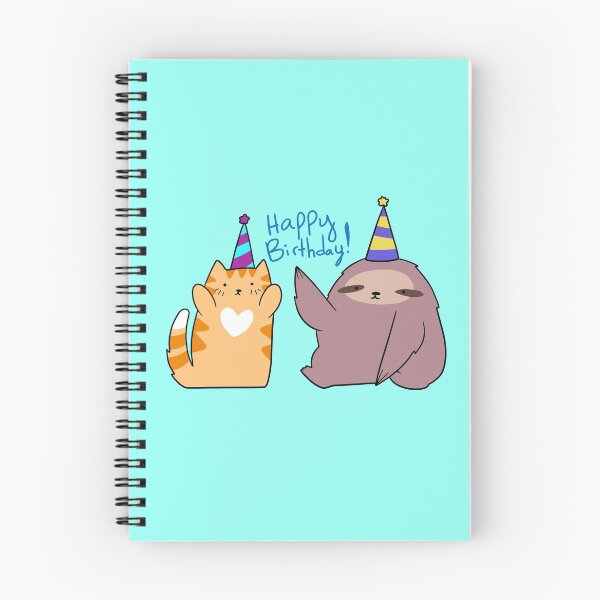 Item preview, Happy Birthday! Sloth and Orange Tabby Cat designed and sold by SaradaBoru.