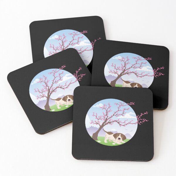 Item preview, German Shorthaired Pointer Puppy with Spring Blossom Tree designed and sold by SeasonalDogs.