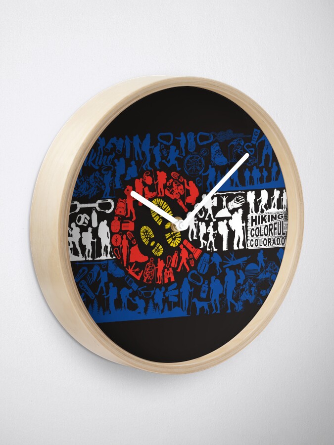 Thumbnail 2 of 4, Clock, Colorado Caliber Hiking Flag designed and sold by Colorado Caliber.