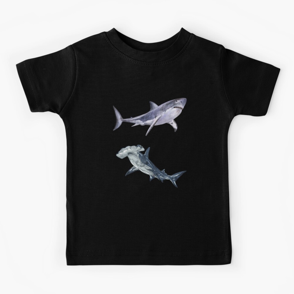 Great White and Hummerhead Shark Watercolor Kids T-Shirt for Sale by  Nostraw