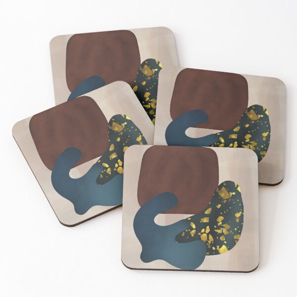 Item preview, Abstract Blobs With Golden Terrazzo designed and sold by GaiaByMila.