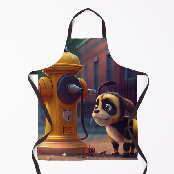 Aperçu de l'œuvre Fizz and the Bumblebee at the Fire Hydrant Digital Painting créée et vendue par CodeAndColors.
