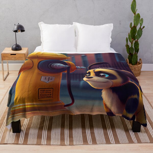 Item preview, Fizz and the Bumblebee at the Fire Hydrant Digital Painting designed and sold by CodeAndColors.