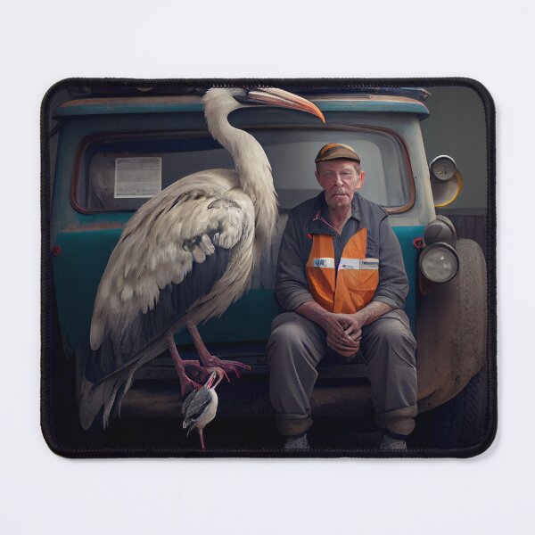 Item preview, The Unlikely Mechanic and His Stork Companion Digital Painting designed and sold by CodeAndColors.