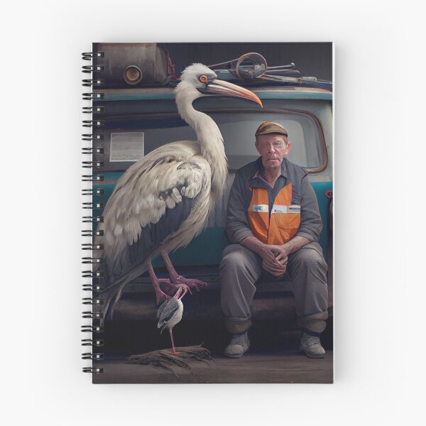 Item preview, The Unlikely Mechanic and His Stork Companion Digital Painting designed and sold by CodeAndColors.