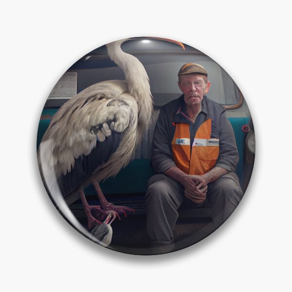 Item preview, The Unlikely Mechanic and His Stork Companion Digital Painting designed and sold by CodeAndColors.