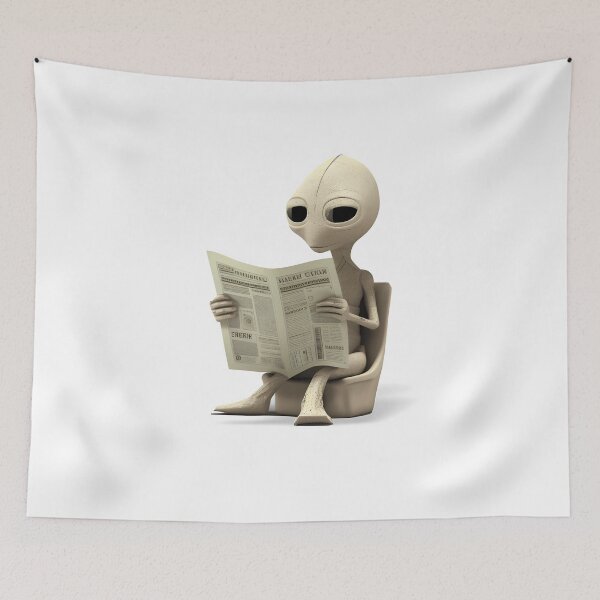 Item preview, Alien Reading Newspaper - The Stone Collection designed and sold by FiveIntentions.