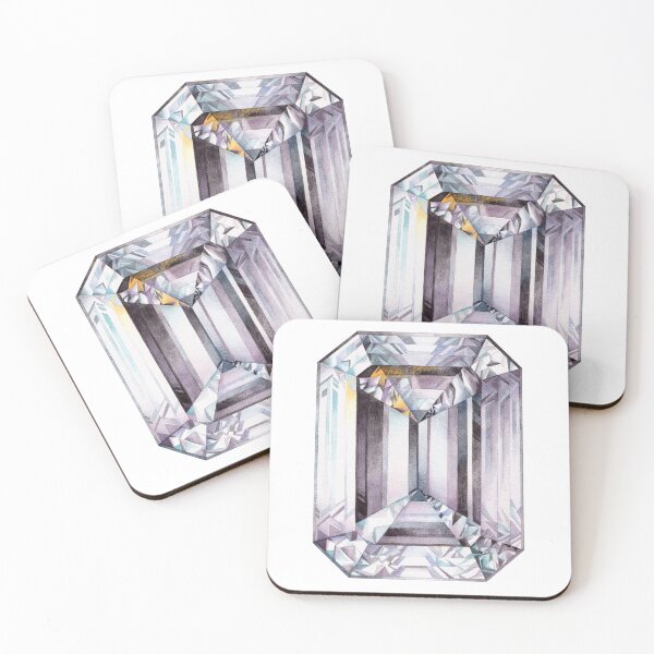 Item preview, Emerald Diamond Cut Watercolor Painting. Crystal print. Gem art designed and sold by AmberSunArt.