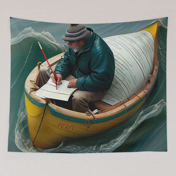 Item preview, Logarithmic Pigpen in a Dinghy Digital Painting designed and sold by CodeAndColors.