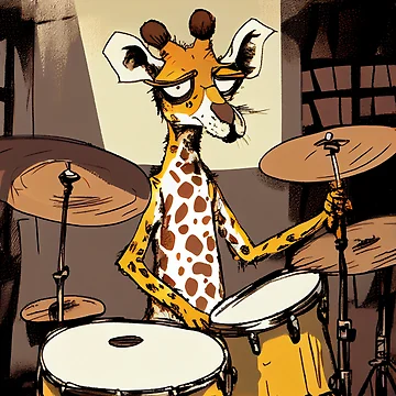 Vorschaubild zum Design Drumming in the Basement A Giraffes Groove Digital Painting von CodeAndColors