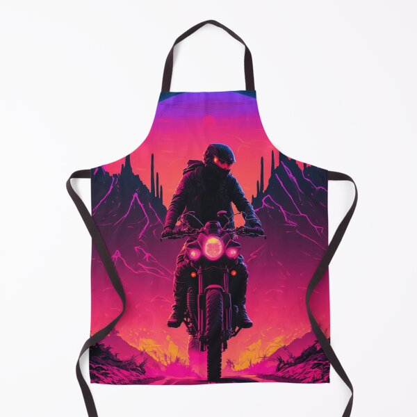 Item preview, Cyberpunk Motorcyclist Riding Down A Road With Synthwave Sun Behind Him designed and sold by Nightarcade.