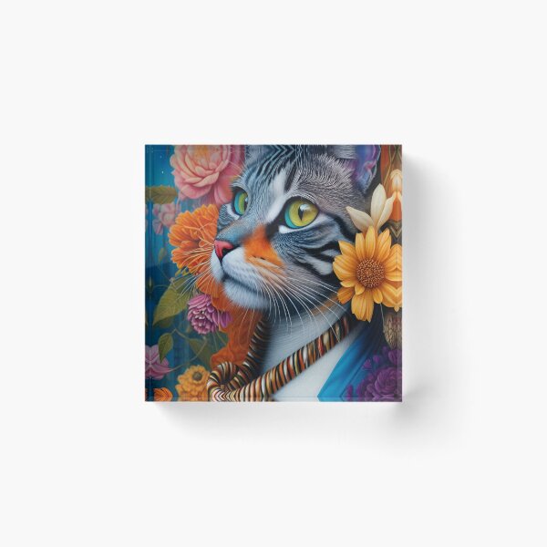 Item preview, Floral Cat/ Acrylic Digital Portrait  designed and sold by Whisker Blossoms.