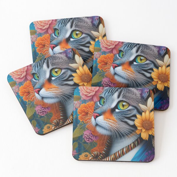 Item preview, Floral Cat/ Acrylic Digital Portrait  designed and sold by Whisker Blossoms.