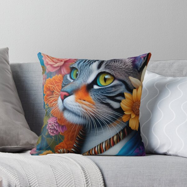 Item preview, Floral Cat/ Acrylic Digital Portrait  designed and sold by Whisker Blossoms.