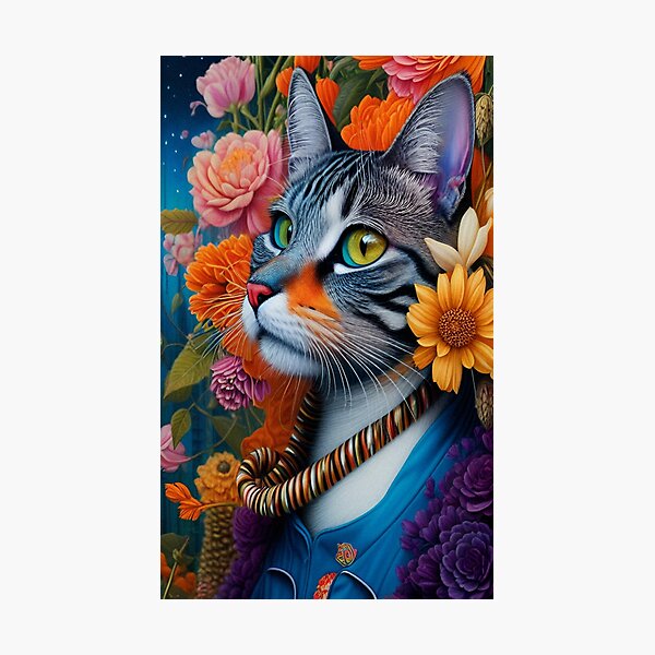 Item preview, Floral Cat/ Acrylic Digital Portrait  designed and sold by Whisker Blossoms.
