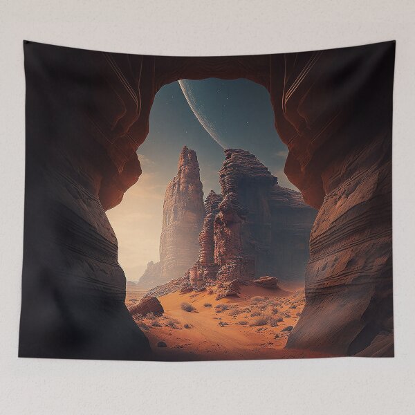 Item preview, A Stunning Vista: Digital Art Captures the Beauty of a Cave and the Red Rock Desert Landscape designed and sold by BIBIHOX.