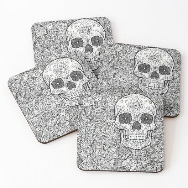 Item preview, Day of the Dead skull with intricate background designed and sold by 3DogKnight.