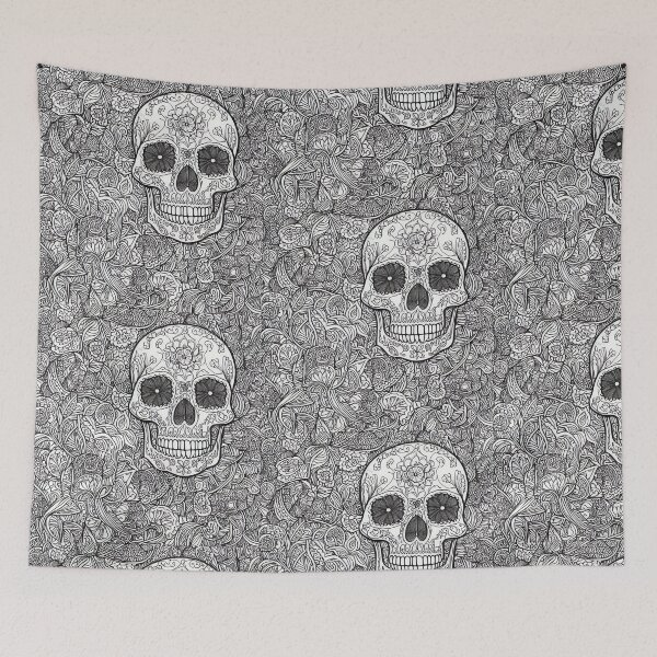 Item preview, Day of the Dead skull with intricate background designed and sold by 3DogKnight.