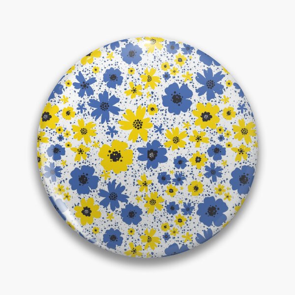 Item preview, Floral blue and yellow pattern designed and sold by Stikle.