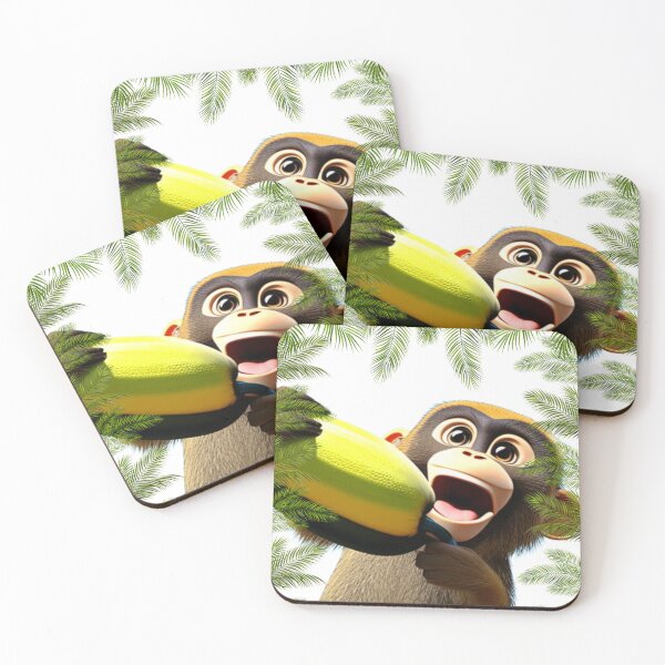 Aperçu de l'œuvre Singe mignon avec banane créée et vendue par motivationhood.