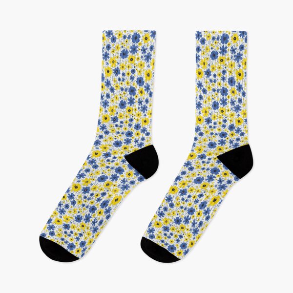 Item preview, Floral blue and yellow pattern designed and sold by Stikle.