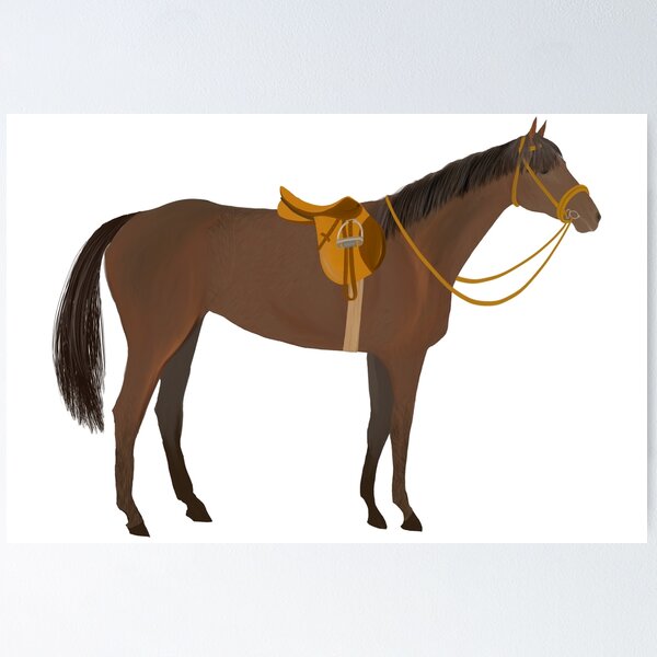 Item preview, Caballo de montar ensillado ecuestre vintage dibujado a mano designed and sold by Epic Splash Creations.