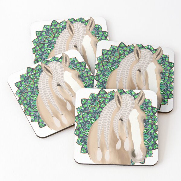 Item preview, Hand drawn Palomino Gypsy Vanner, Irish cob equestrian saddled riding horse  designed and sold by Epic Splash Creations.