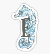 Seahorse with Letter E Sticker