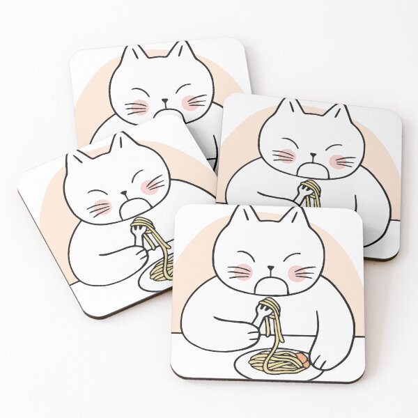 Aperçu de l'œuvre chat qui mange des spaghettis créée et vendue par MooddyyShop.