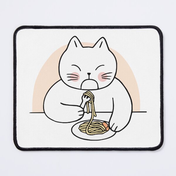 Item preview, cat eating spaghetty designed and sold by MooddyyShop.