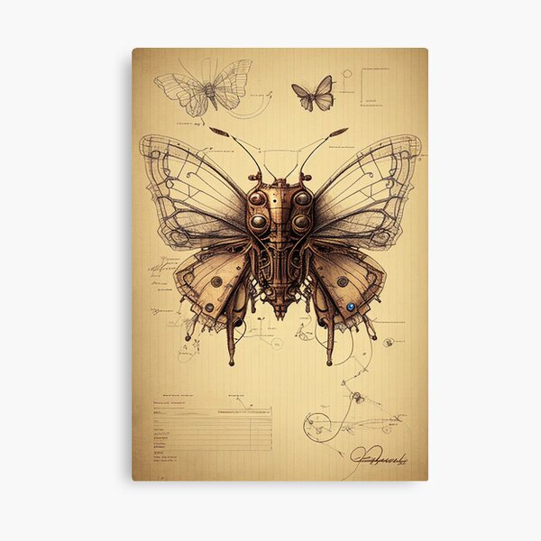 Steampunk butterfly doodle hand drawn fantastic Vector Image