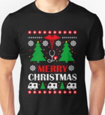 NURSE UGLY SWEATER Merry Christmas T Shirt | Nursing Holiday T-Shirt Unisex