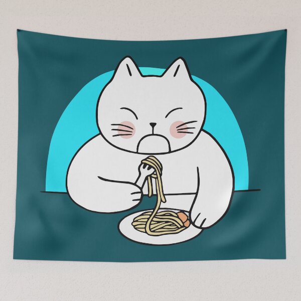 Aperçu de l'œuvre Copie de chat qui mange des spaghettis créée et vendue par MooddyyShop.