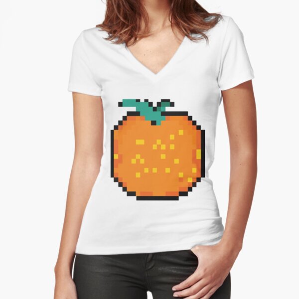 Pixel - Orange - Fruit Fitted V-Neck T-Shirt