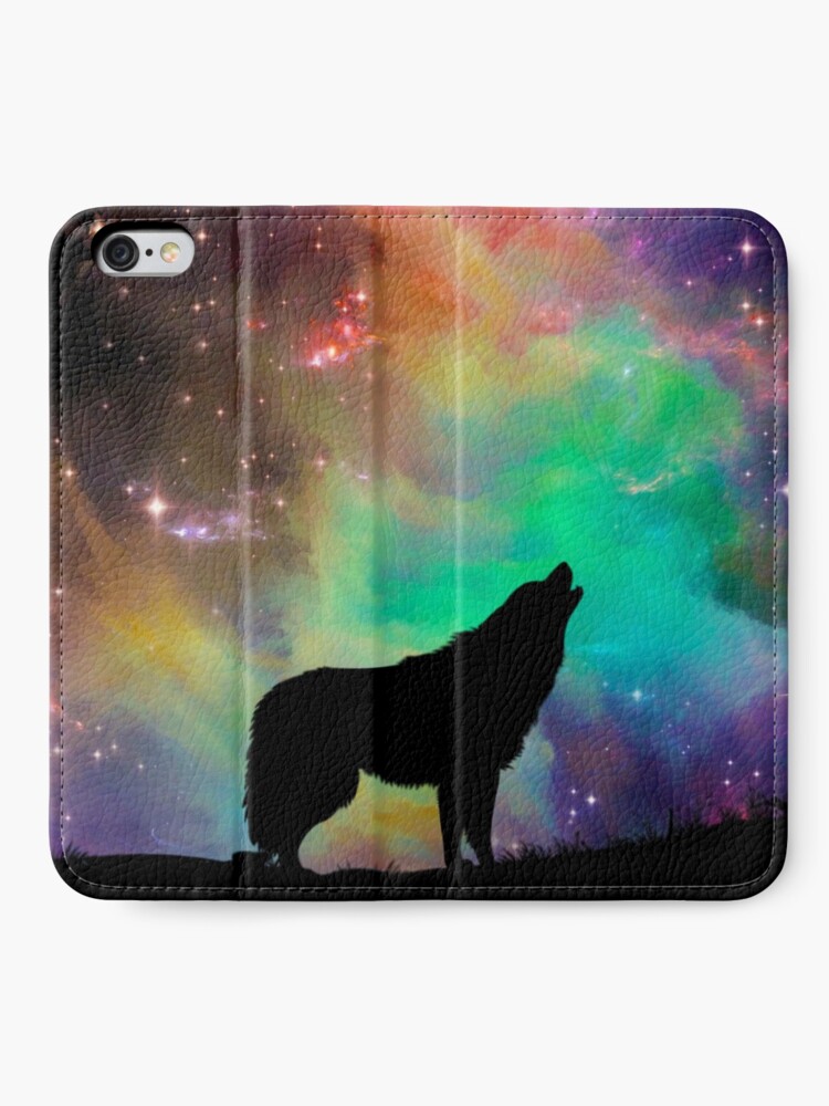 Alternate view of "Howling Wolf" | Epic Galaxy Artwork Design iPhone Wallet