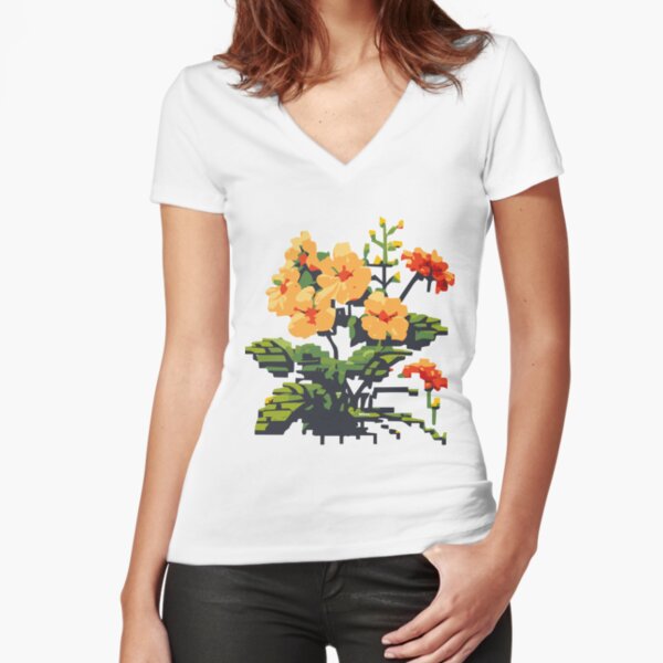 Leaves - Flowers - Nature Fitted V-Neck T-Shirt
