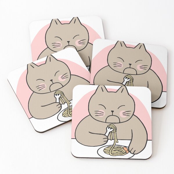 Aperçu de l'œuvre chat qui mange des spaghettis créée et vendue par MooddyyShop.