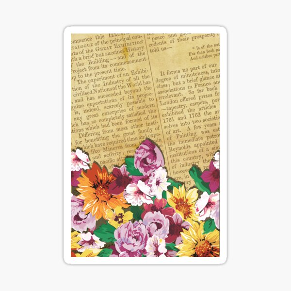 Vintage Book Stack and Flowers, Love Reading Sticker for Sale by Welly33