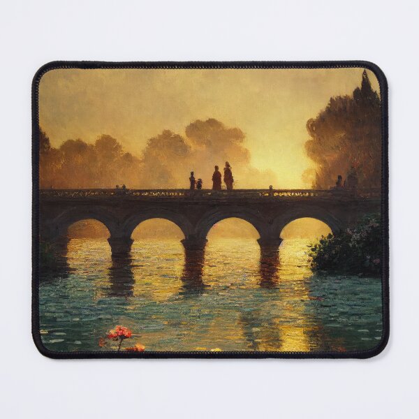 Item preview, Family Standing Over Bridge with Dreamy Idyllic Wild Garden at Golden Hour designed and sold by bryanchvzz.