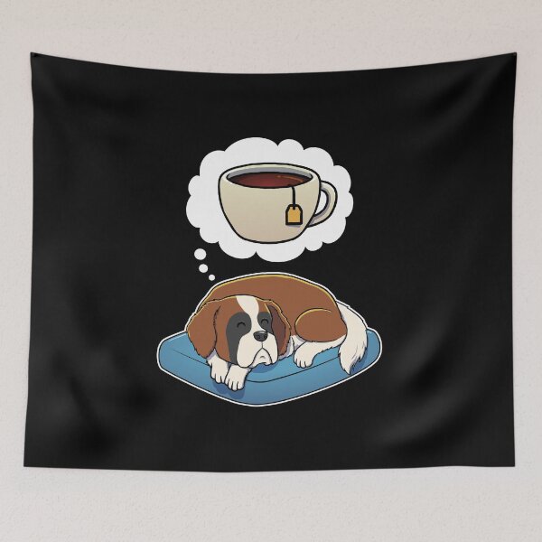 Item preview, St Bernard dreaming about Black Tea designed and sold by DoggieDelights.