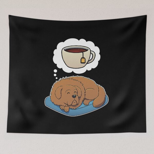 Item preview, Tibetan Mastiff dreaming about Black Tea designed and sold by DoggieDelights.