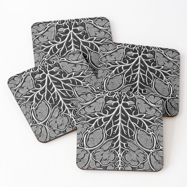 Artikelvorschau, Fractal Harmony: Eine atemberaubende Schwarz-Weiß-Baum-Tapete entworfen und verkauft von TrippyTextiles.