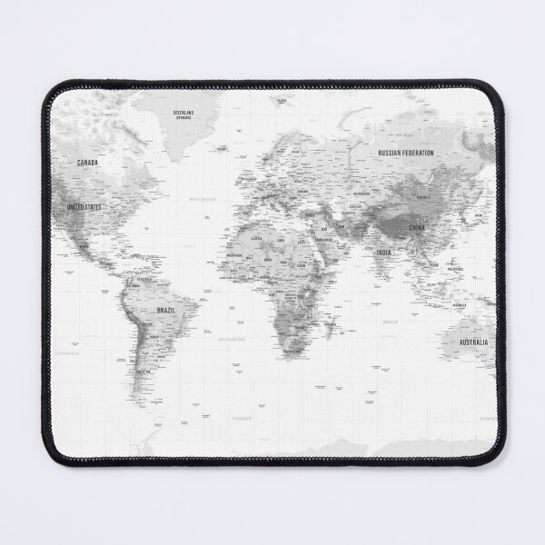 Vista previa del artículo con la obra «Mapamundi topográfico blanco», diseñado y vendido por Alo.