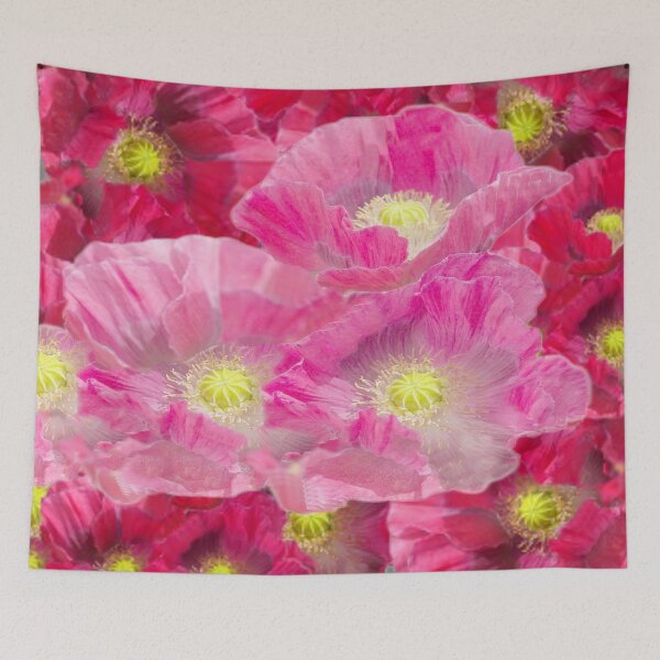 Item preview, PINK-RED FUCHSIA GARDEN POPPY PATTERNS ART designed and sold by sharlesart.