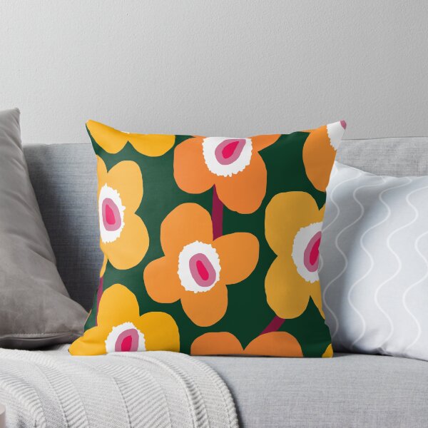 Item preview, Iconic Retro Scandinavian Floral Pattern in Orange and Green designed and sold by Deutschic.