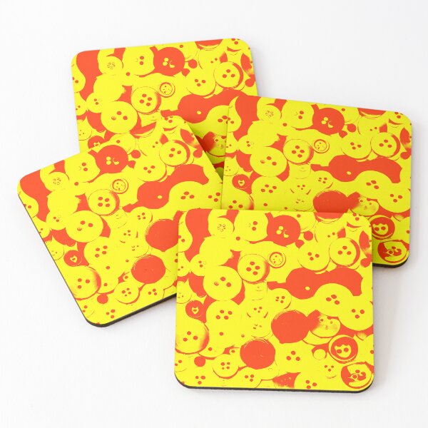 Item preview, Yellow and Red Abstract Buttons designed and sold by asurtiumgreen.