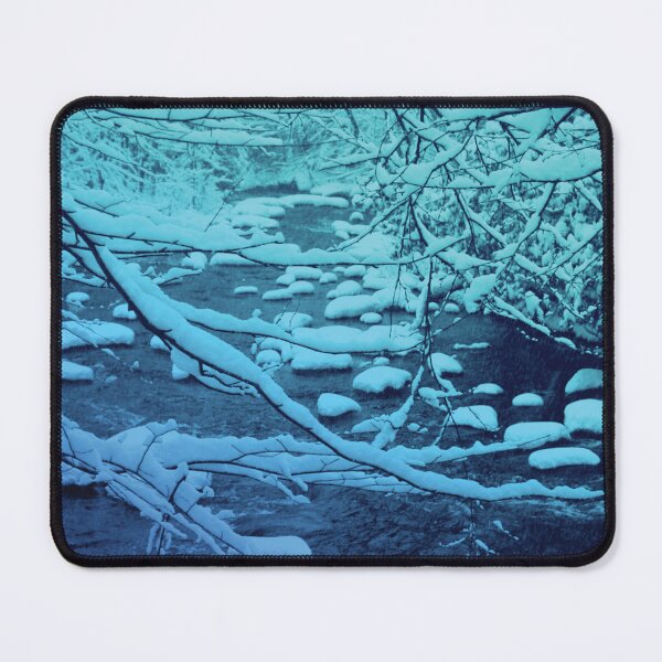 Item preview, Mulet River in winter, Sainte-Adele Quebec, electric blue tones designed and sold by courbebleue.