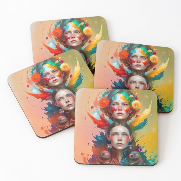 Item preview, Surreal Woman Portrait with Vibrant Colors and Nature Elements designed and sold by artmanikin.
