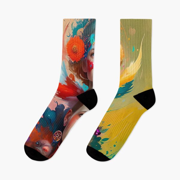 Item preview, Surreal Woman Portrait with Vibrant Colors and Nature Elements designed and sold by artmanikin.