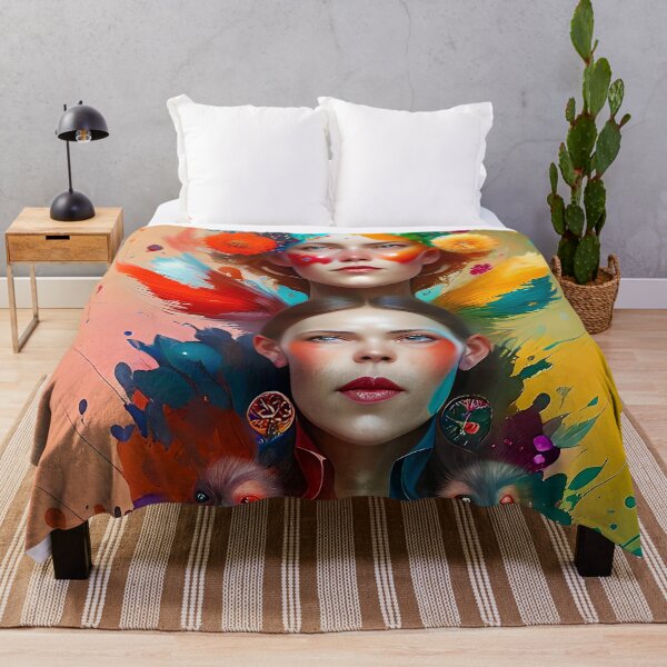 Item preview, Surreal Woman Portrait with Vibrant Colors and Nature Elements designed and sold by artmanikin.